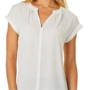 Philosophy Republic Clothing Womens White Polka Dot Short Sleeve Top Size XXL